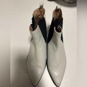 ZARA White Leather Booties